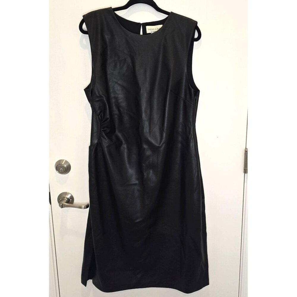 Sachin & Babi Holiday Party Diana Black Faux Leather Sleeveless Dress Size 14